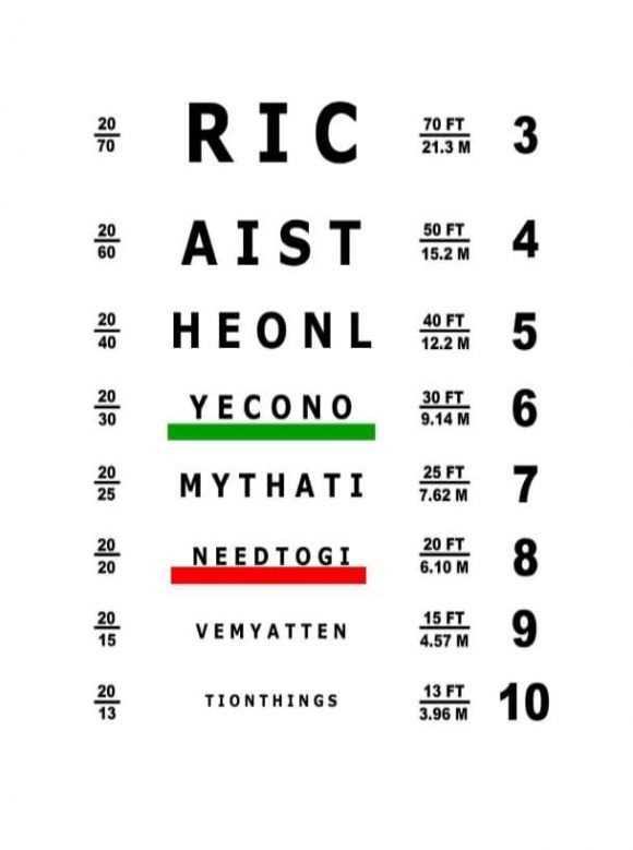 vision test printable
