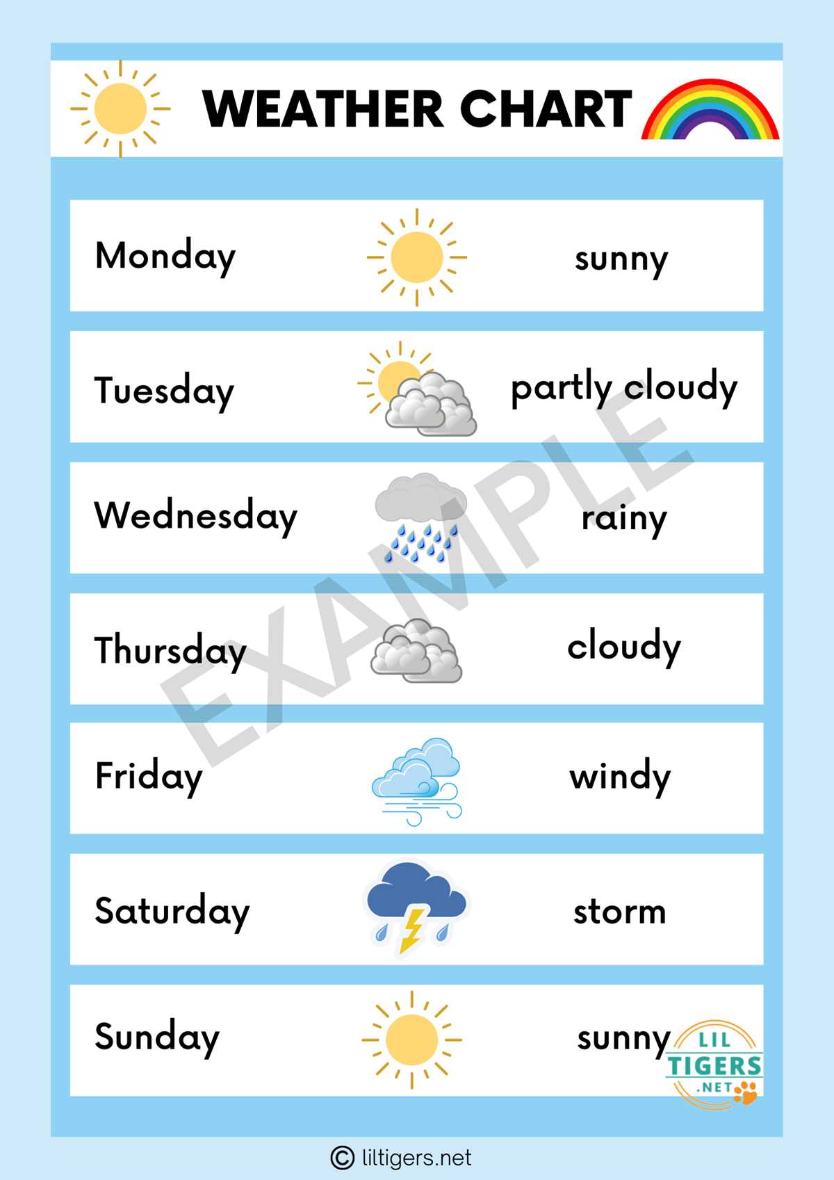 weather chart printables for preschool