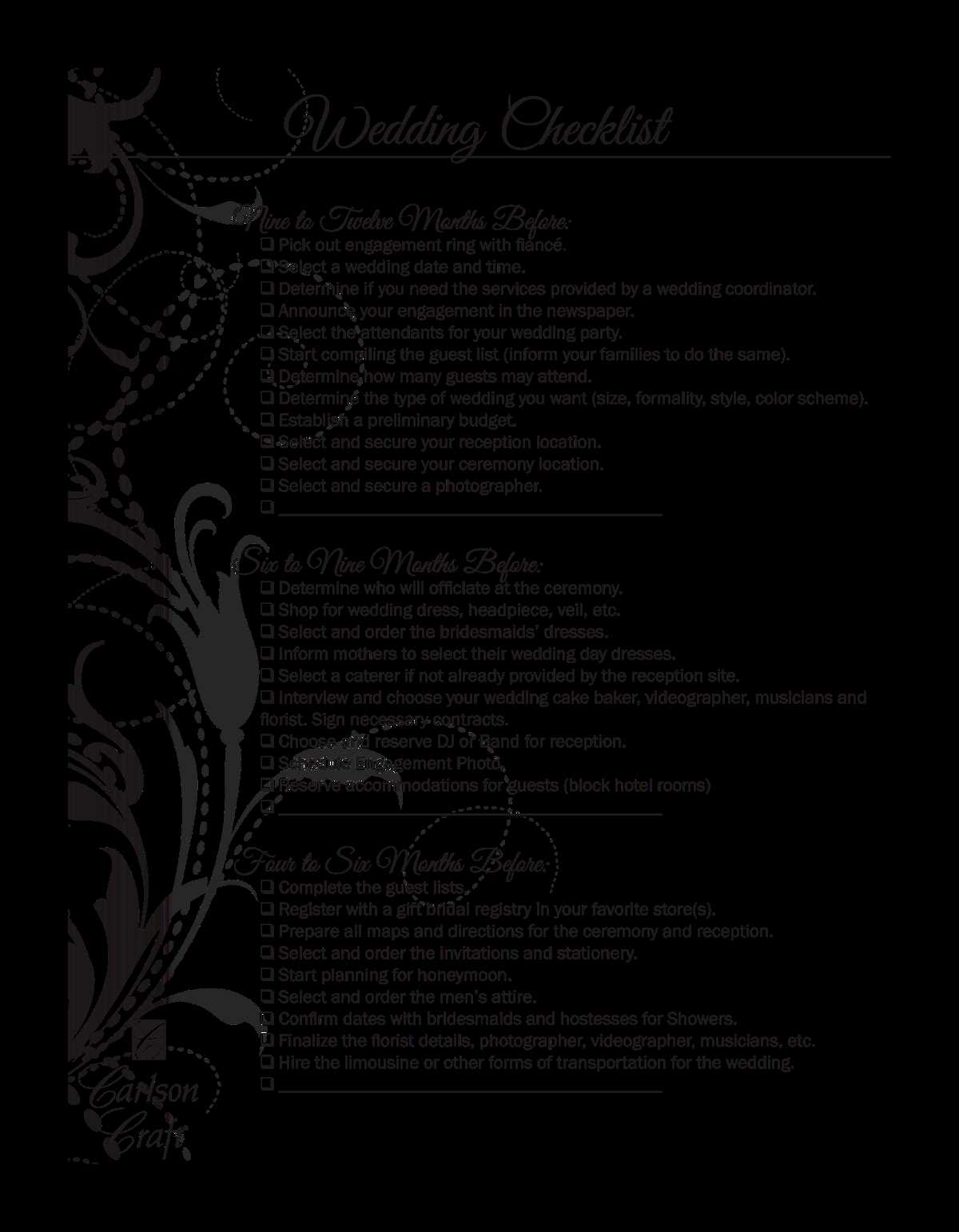 wedding ceremony checklist printable