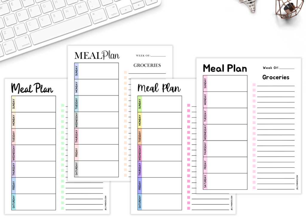 weekly meal planner printable template