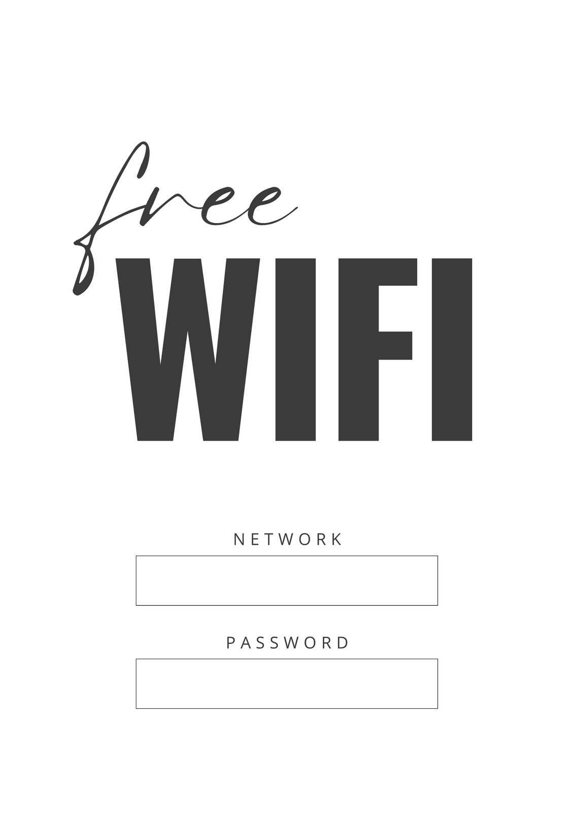 wifi password printable sign