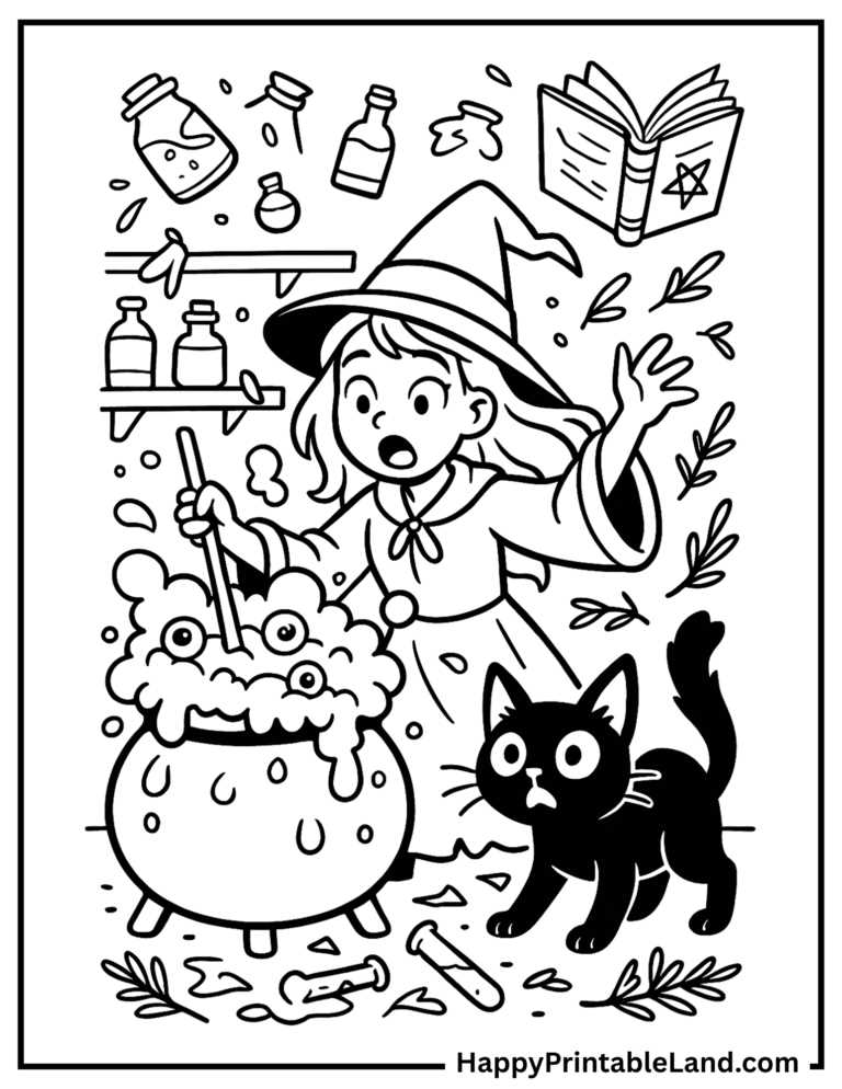 witchy coloring pages printable