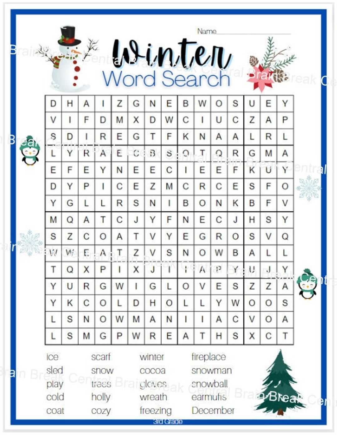 word search for 3rd graders printable