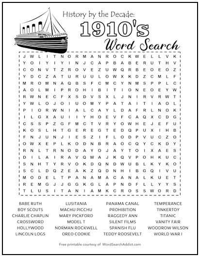 word search history printable