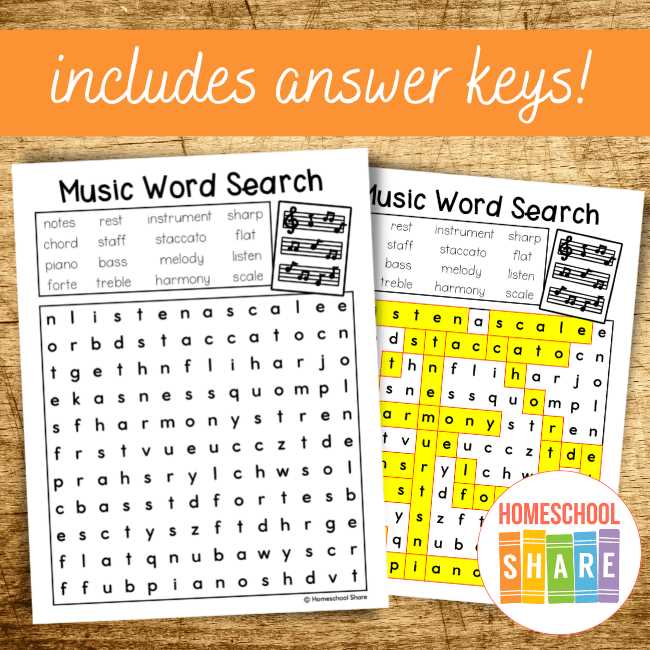 word search music printable