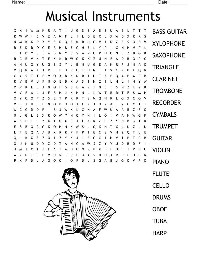 word search music printable