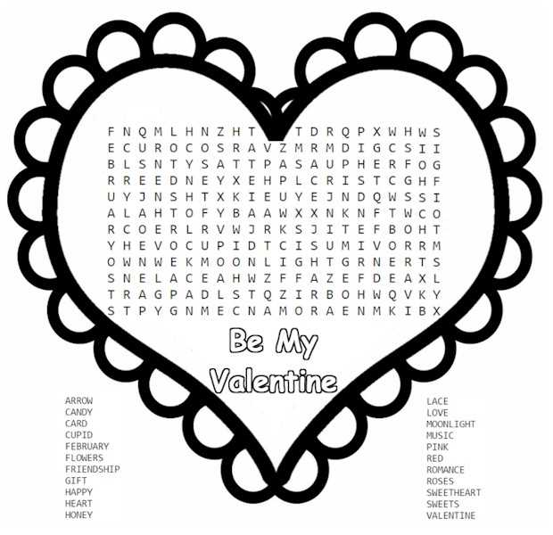 word search printable february