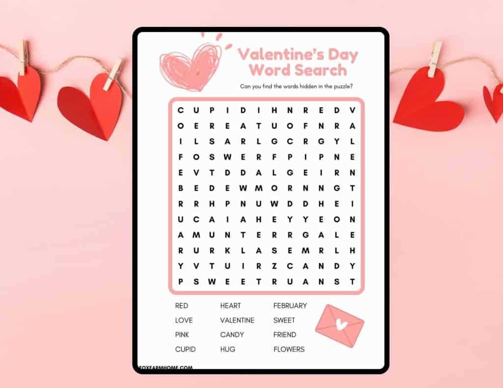 word search printable february