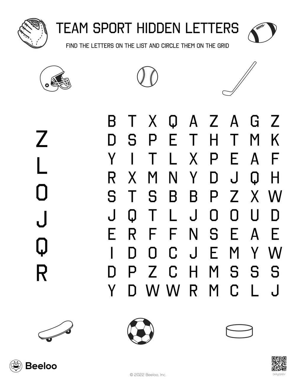 word search sports printable