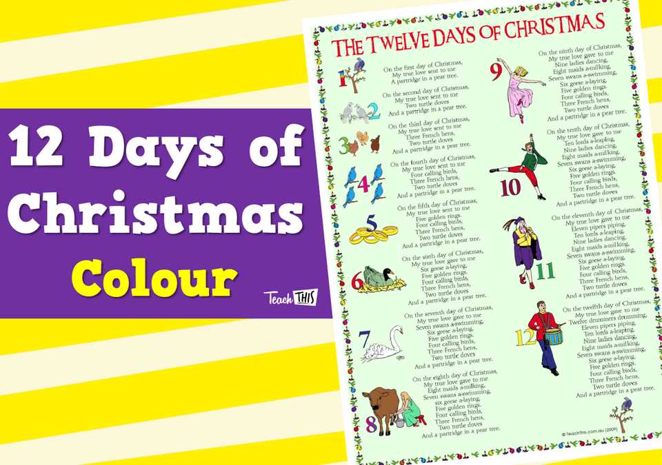 words to twelve days of christmas printable