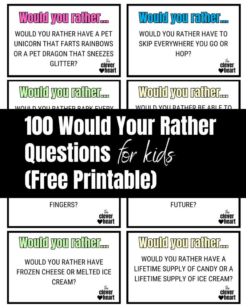 would you rather questions for kids printable