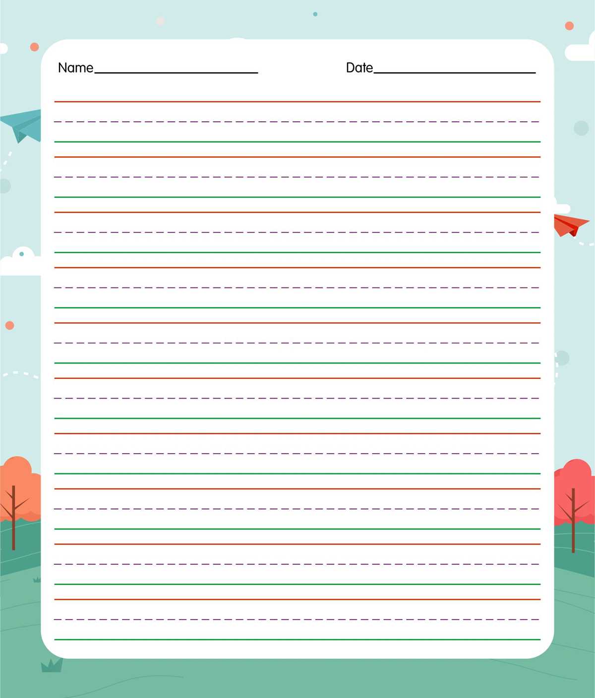 writing paper for kindergarten printable