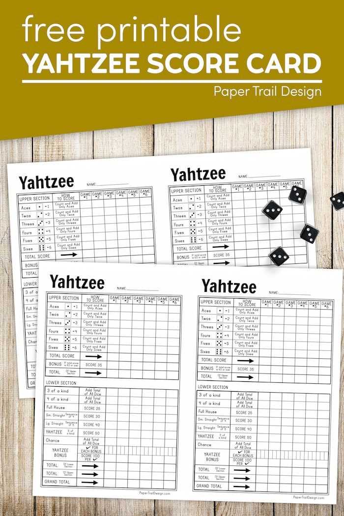 yahtzee free printable score sheets