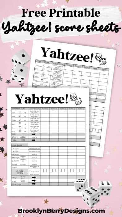 yahtzee printable sheet