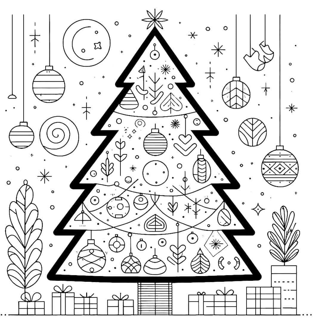 free printable christmas tree coloring pages for adults