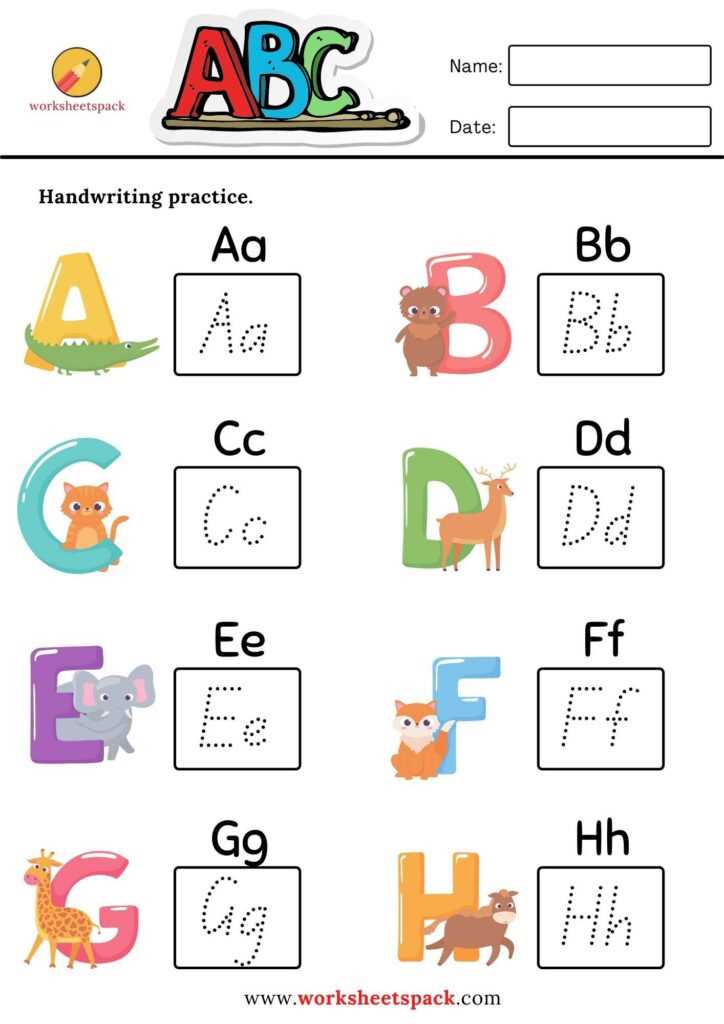 abc handwriting practice printables