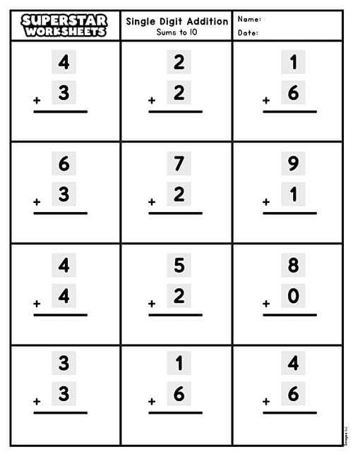 addition free printables
