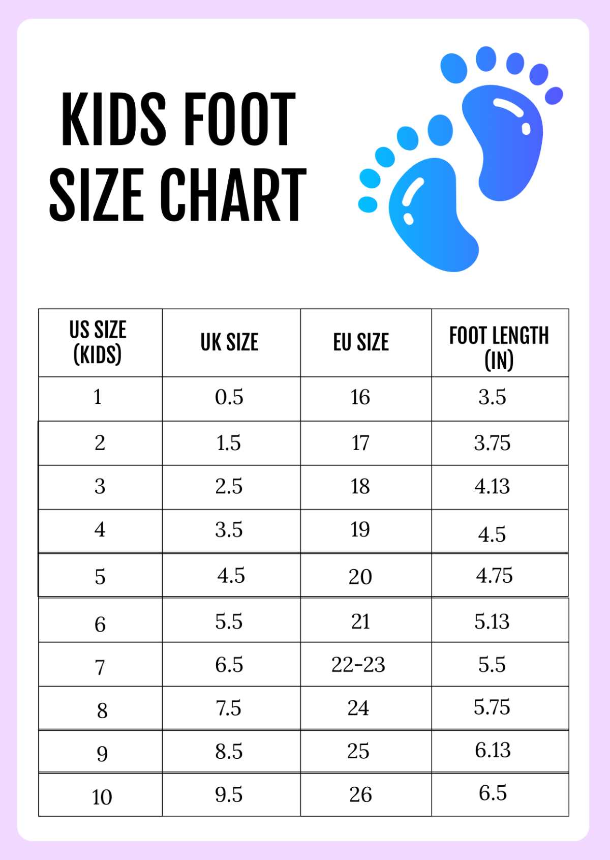adult printable shoe size chart