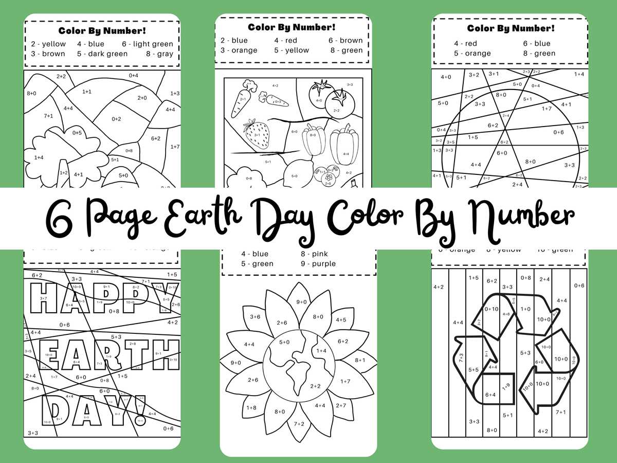 earth day color by number free printable