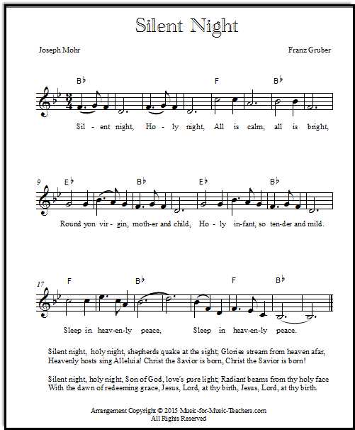 silent night lyrics free printable