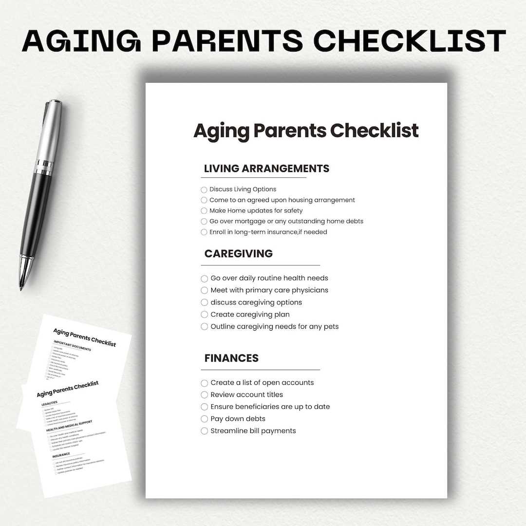 aging parents checklist printable