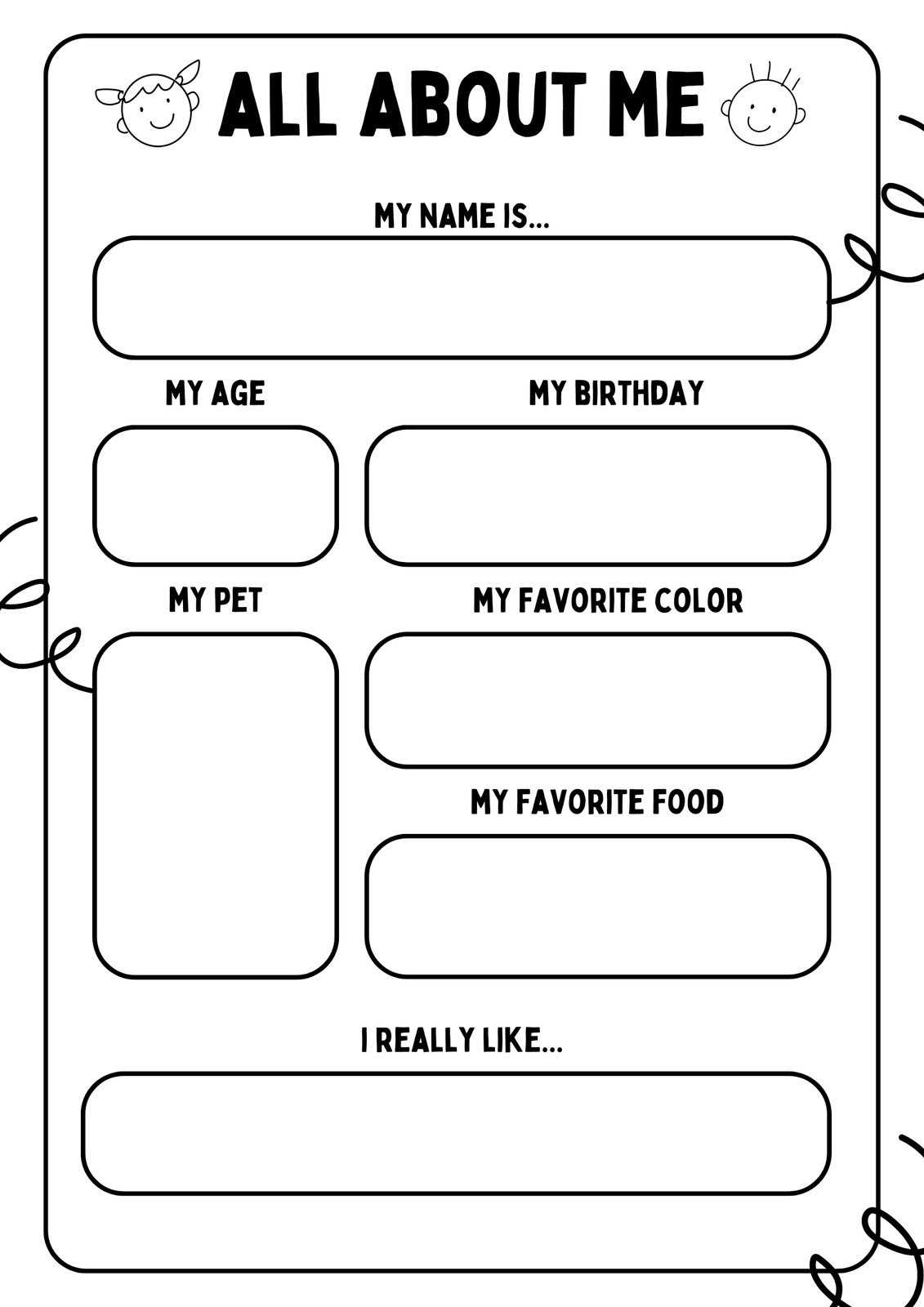 all about me printable preschool