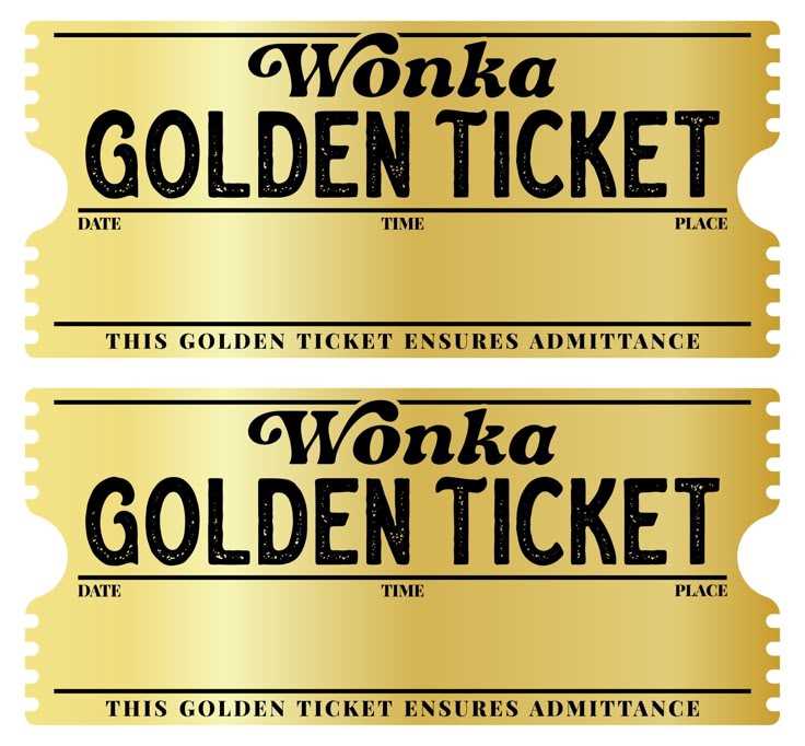 golden ticket willy wonka printable
