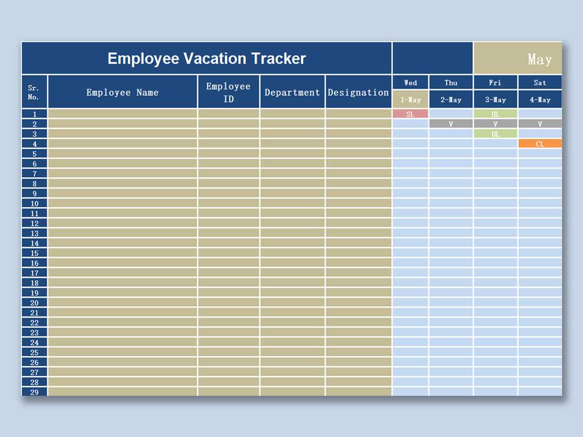 printable employee vacation tracker excel