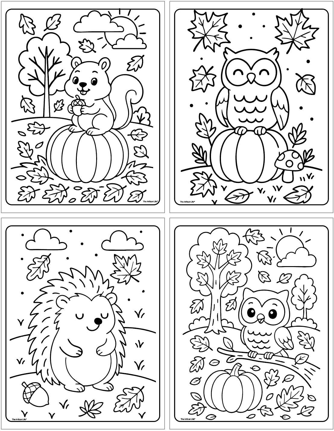 autumn coloring sheets printable