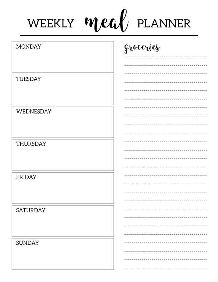 weekly food planner printable
