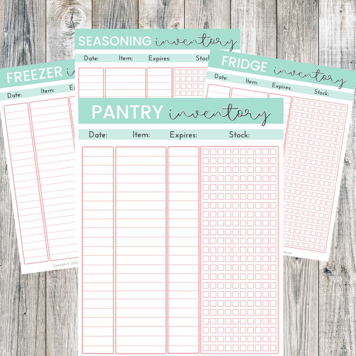 inventory printable sheets
