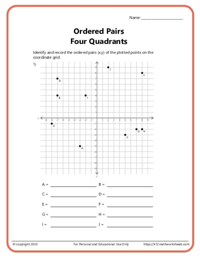coordinate plane worksheets printable