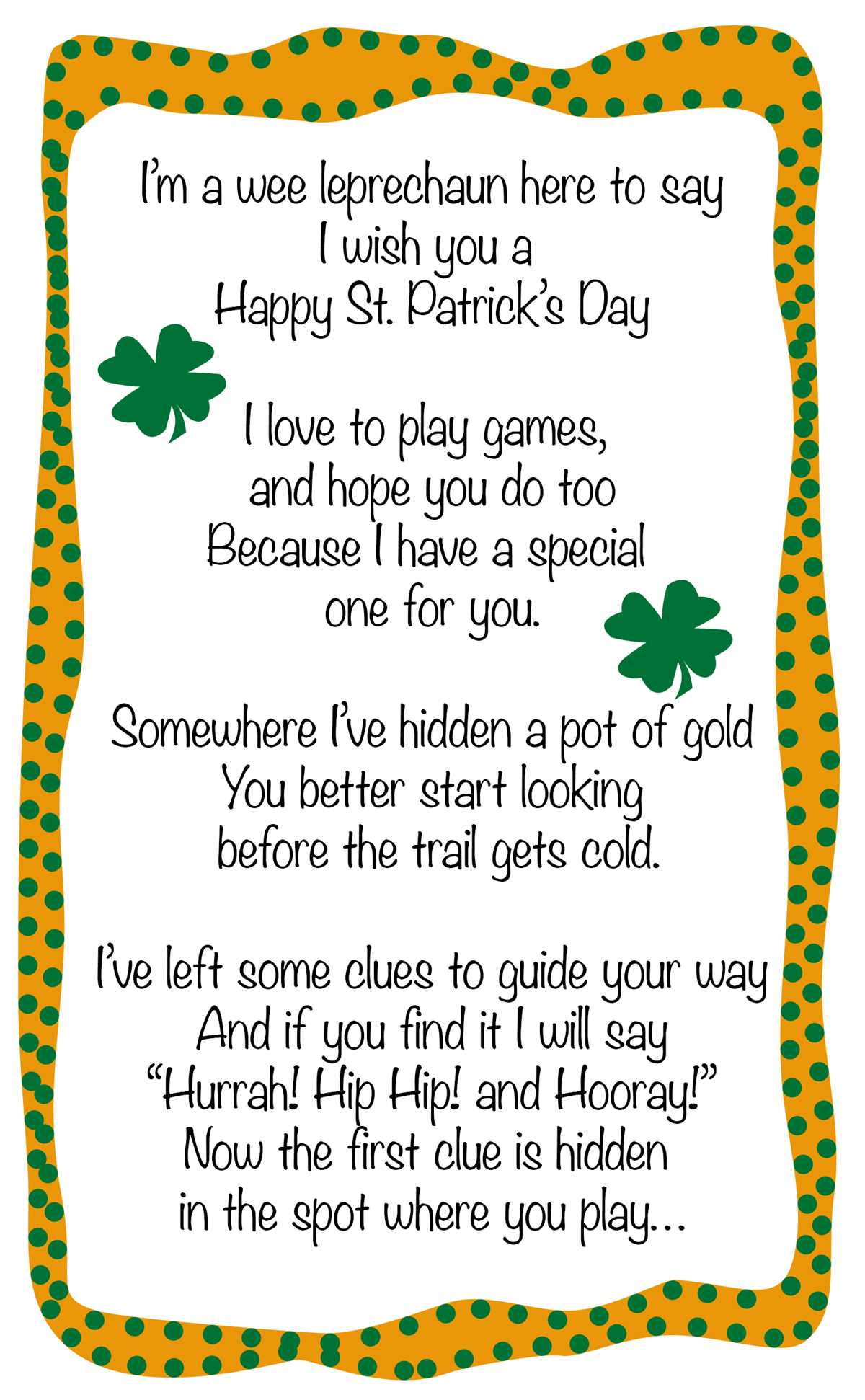 free printable leprechaun letter