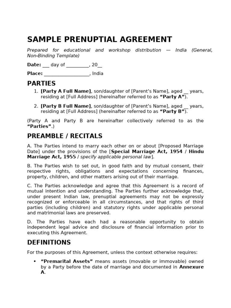 printable prenuptial agreement sample printable prenuptial agreement sample