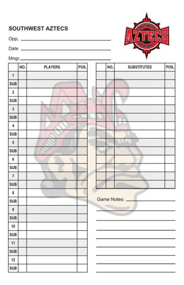 baseball lineup printable