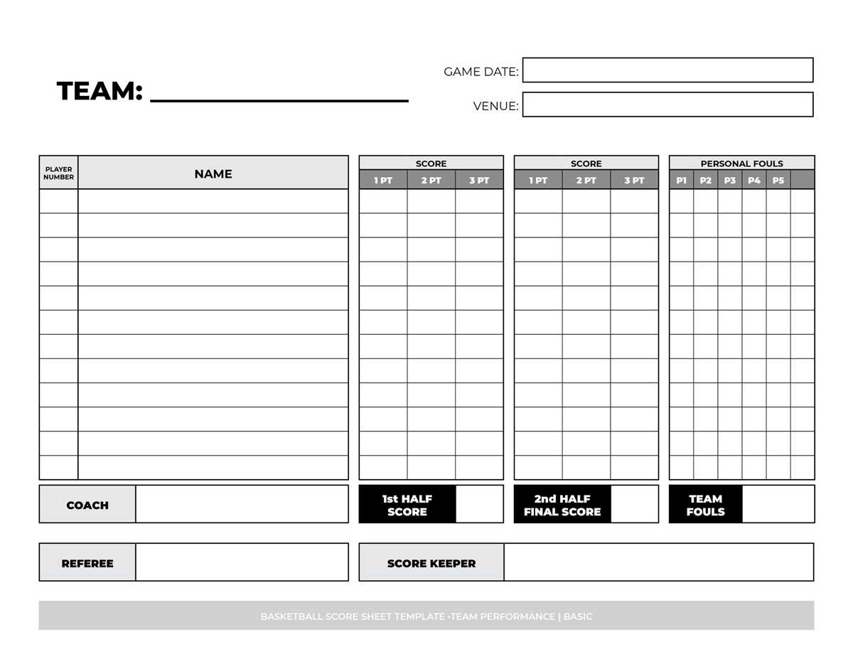 basketball scorebook printable sheets