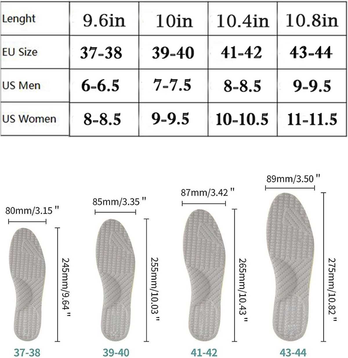 adult printable shoe size chart