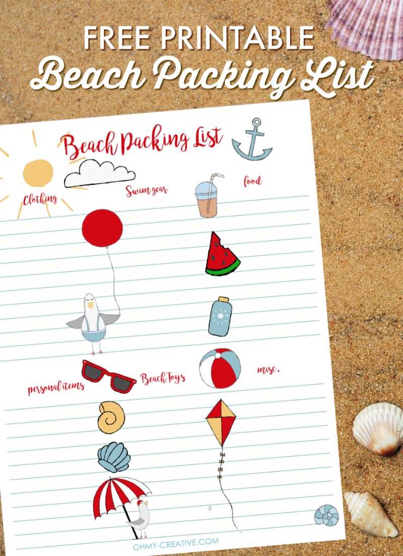 beach vacation packing list printable