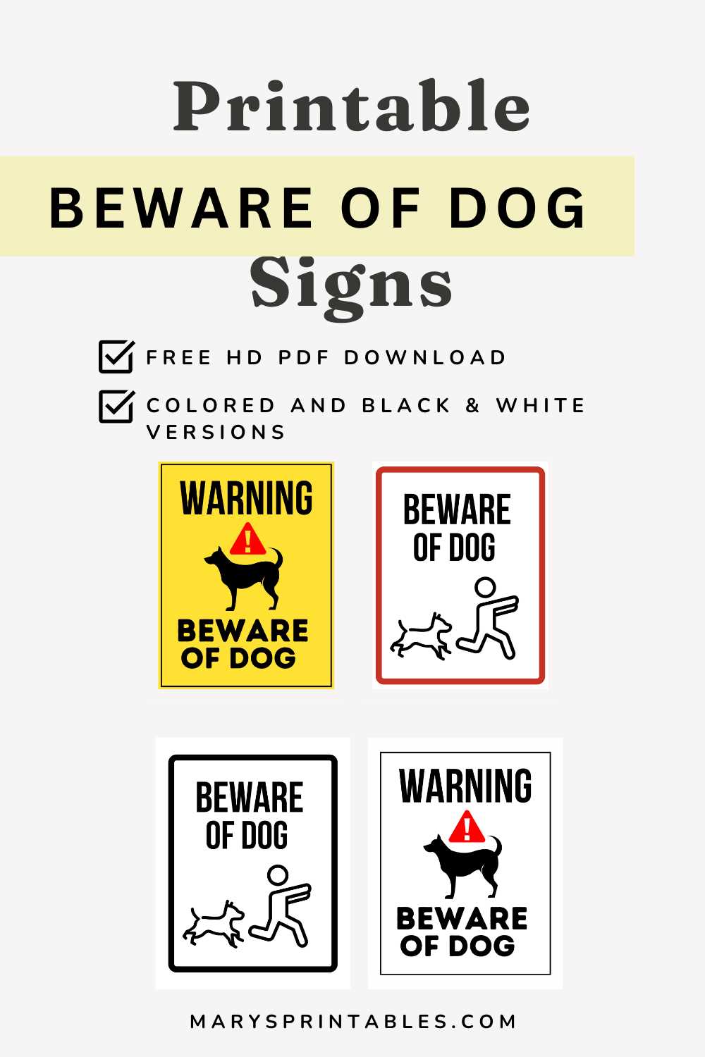 beware of dog sign printable
