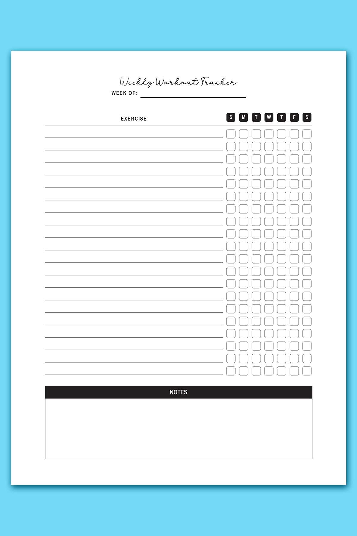 free printable exercise tracker