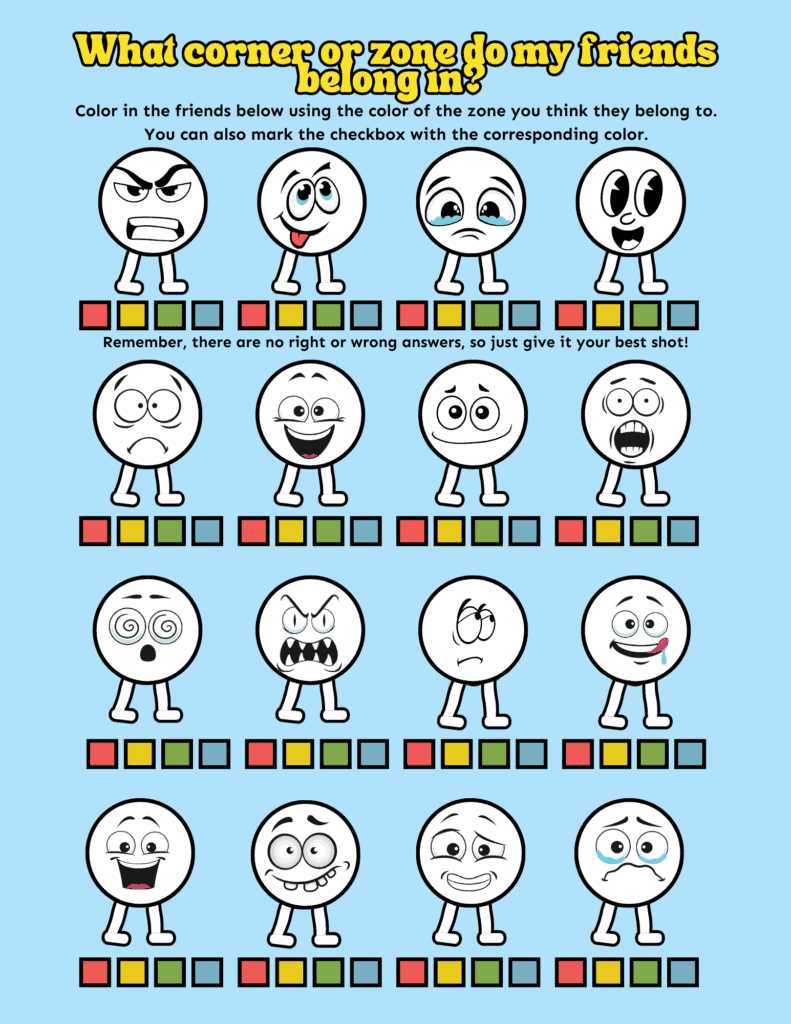 printable self regulation activities