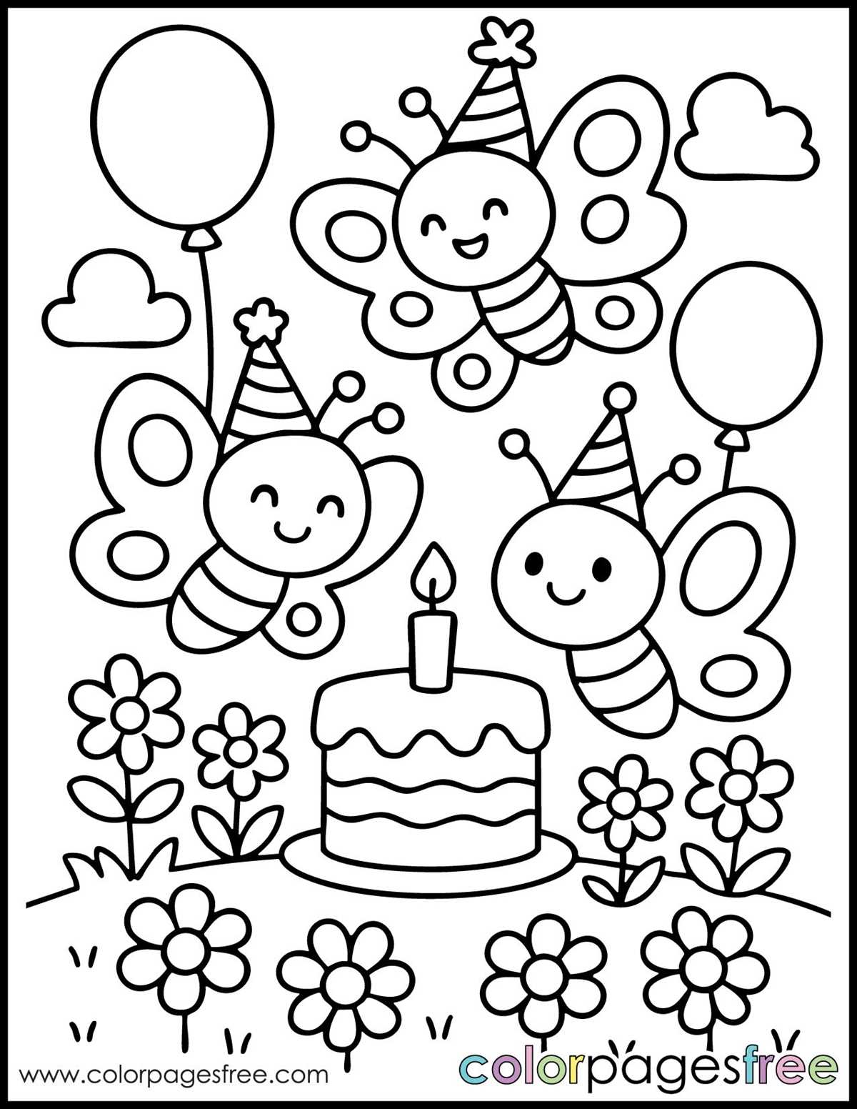 birthday colouring pages printable