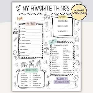 staff favorites printable employee favorite things list