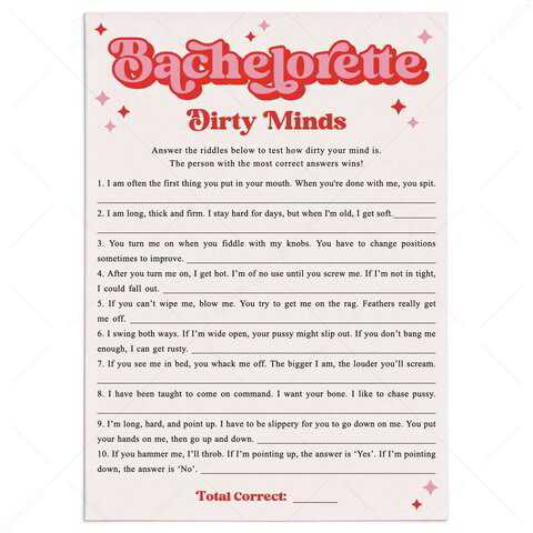 dirty minds game questions and answers printable
