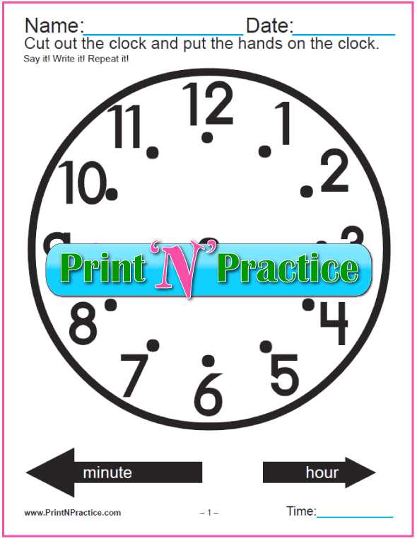 printable clocks for teaching time