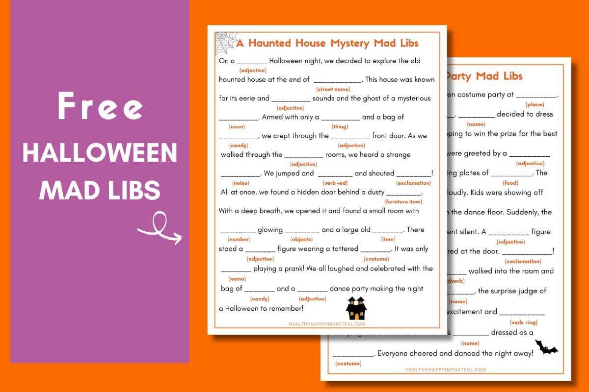 printable halloween mad libs