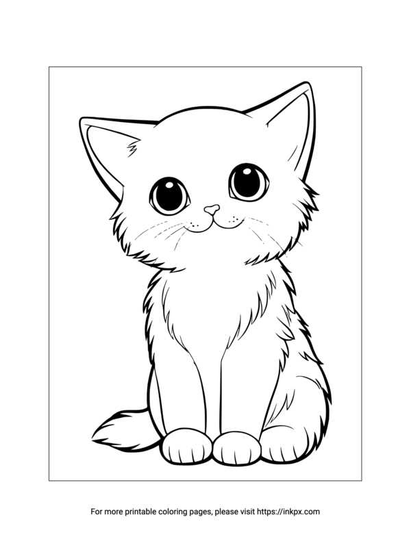 cat printable kawaii cute coloring pages