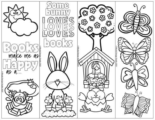 bookmark printables to color
