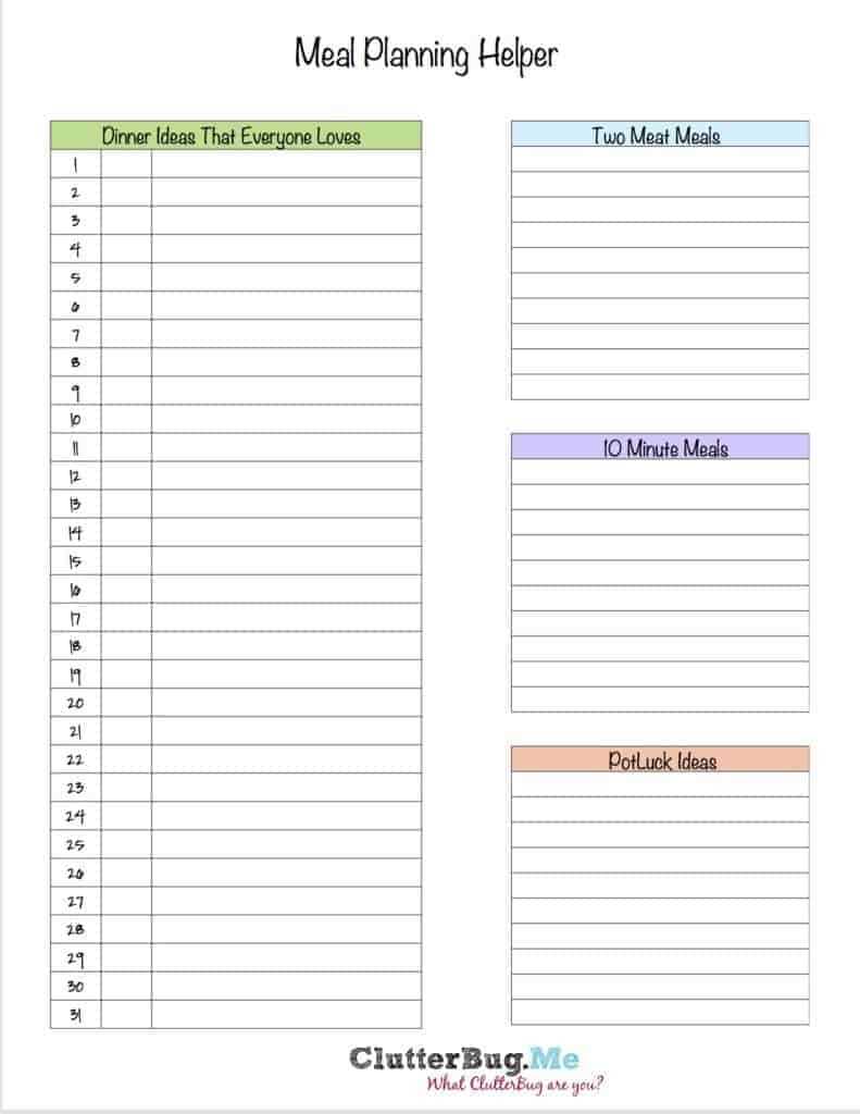 printable meal planning