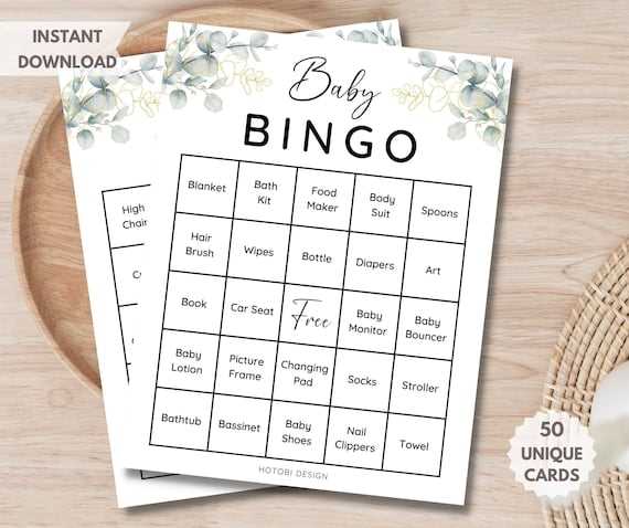 downloadable 50 free printable baby bingo cards